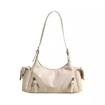 Женская сумка через плечо из полиуретана, однотонная, большой вместимости, подходит ко всему, с перекрестной молнией, модная