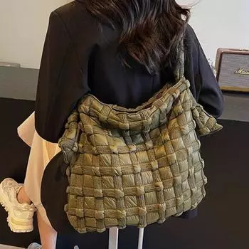 Женская сумка через плечо из прочного нейлона с застежкой-молнией в стиле ретро, универсальная, стильная и минималистичная чёрный