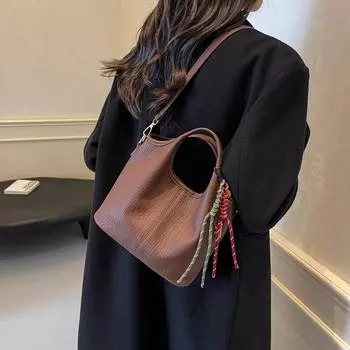 Женская сумка через плечо из прочного полиуретана, вместительная, повседневная сумка с строчкой