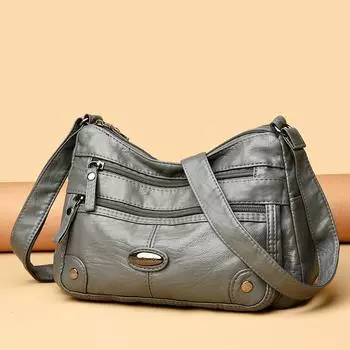 Женская сумка через плечо из ПУ, многокарманная сумка через плечо, легкая сумка для мам среднего возраста красный