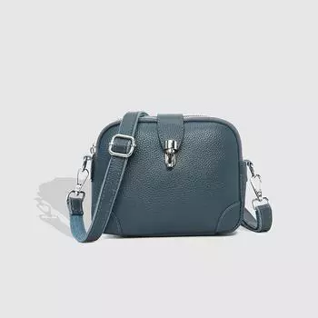 Женская сумка через плечо из воловьей кожи с первым слоем, весенне-летняя новая сумка-мессенджер с замком, универсальная маленькая квадратная сумка большой вместимости из натуральной кожи чёрный