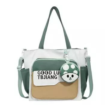 Женская сумка через плечо контрастного цвета, большая вместительная сумка-тоут, школьная сумка для занятий, сумка для книг с кошельком для монет розовый