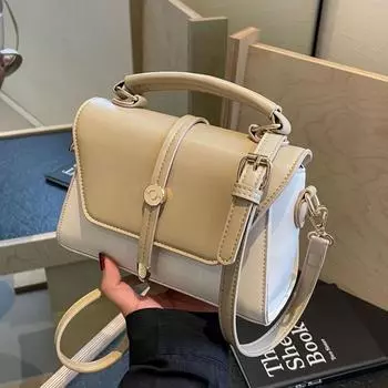 Женская сумка через плечо контрастного цвета, маленькая квадратная сумка хаки