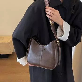 Женская сумка через плечо Кожаная сумка через плечо Сумка-ведро Сумка-мессенджер чёрный