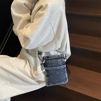 Женская сумка через плечо, маленькая джинсовая сумка, сумка для мобильного телефона, сумка через плечо синий