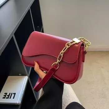 Женская сумка через плечо, маленькая квадратная сумка с нестандартным клапаном, высококачественная красная сумка через плечо, новая мода