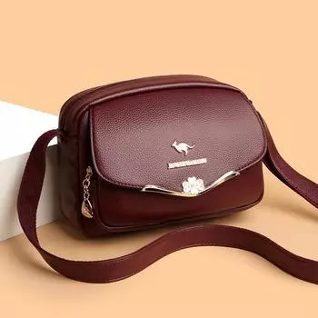 Женская сумка через плечо, маленькая квадратная сумка, мягкая кожаная сумка через плечо, сумка для мамы коричневый