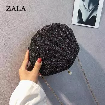 Женская сумка через плечо, милые сумки с лазерными блестками и жемчужными ракушками, женская сумка-мессенджер с цепочкой, сумка на плечо, новая сумка в виде ракушки 19x7x17cm розовый