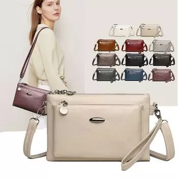 Женская сумка через плечо, многослойная, большой емкости, сумка для мам среднего возраста светло-серый