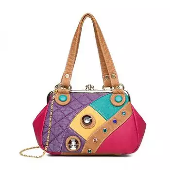Женская сумка через плечо, модная маленькая контрастная женская сумка, большая сумка со стразами и заклепками цвета травы