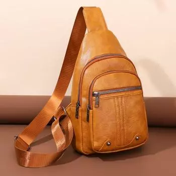 Женская сумка через плечо, модная нагрудная сумка из искусственной кожи, сумка через плечо коричневый