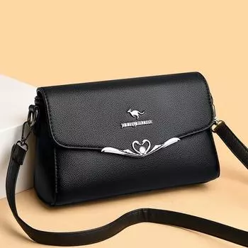 Женская сумка через плечо модная сумка-мессенджер женская мягкая кожаная сумка для мамы маленькая квадратная сумка чёрный