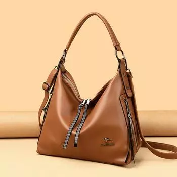 Женская сумка через плечо, модная сумка на одно плечо для мам среднего возраста, многослойная женская сумка чёрный