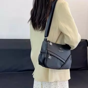Женская сумка через плечо, мягкая кожаная сумка для матери, многослойная сумка через плечо большой вместимости, маленькая квадратная сумка, сумка для мобильного телефона хаки