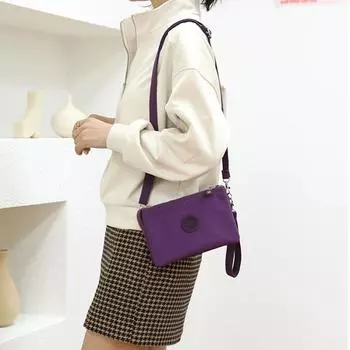 Женская сумка через плечо на молнии, повседневная многослойная сумка для монет, нейлоновая сумка для мобильного телефона