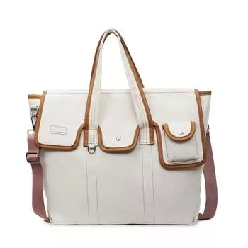 Женская сумка через плечо на молнии, сумка-тоут для путешествий большой вместимости, контрастная сумка кроссбоди бежевый