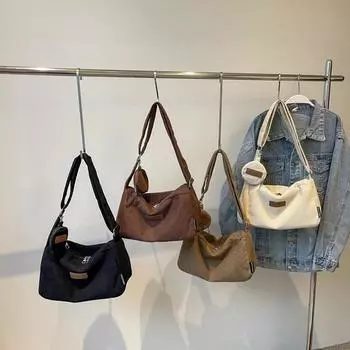 Женская сумка через плечо на молнии, высококачественная, простая, повседневная, мягкая, универсальная, для поездок на работу чёрный