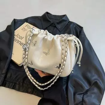 Женская сумка через плечо на одно плечо, популярная маленькая серебряная сумка, новая сумка в стиле «бабочка» из металла в корейском стиле «облако»