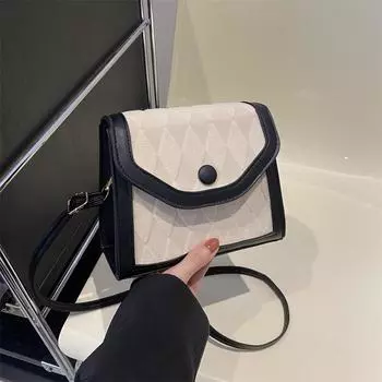 Женская сумка через плечо на одно плечо Женская весенняя универсальная сумка через плечо Rhombus Маленькая квадратная женская сумка коричневый