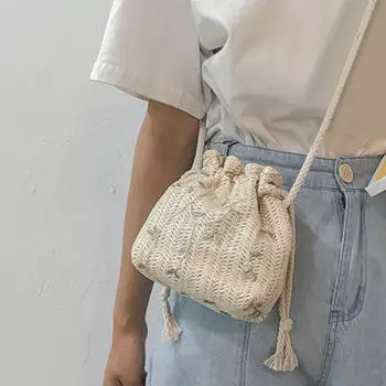 Женская сумка через плечо на шнурке, простой классический кошелек, женское ведро ручной работы, летнее хаки