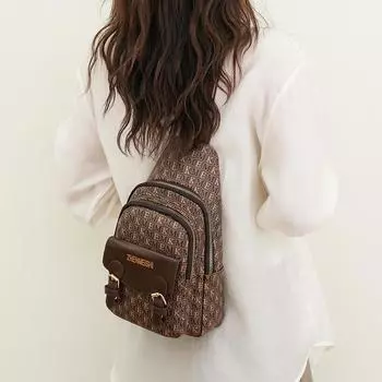 Женская сумка через плечо нагрудная сумка из мягкой кожи с принтом на плечо хаки