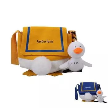 Женская сумка через плечо, новая, симпатичная, с рисунком из мультфильма, одно плечо, холщовая сумка с куклой One Size синий