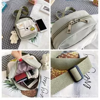 Женская сумка через плечо, новая сумка для мужчин и женщин, симпатичная модная ретро-рюкзак с изображением девушки из мультфильма, сумка-мессенджер с подвеской 15*19*7cm чёрный