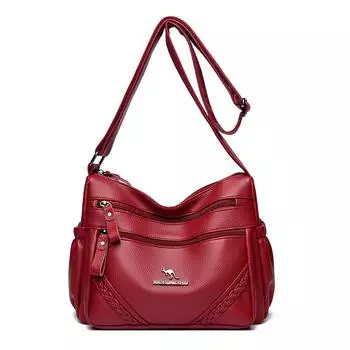 Женская сумка через плечо, новая весенняя мягкая кожаная сумка для матери, уличная мода, многослойная повседневная сумка через плечо для женщин