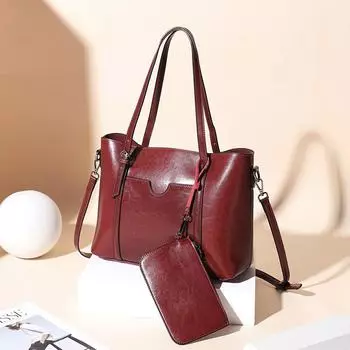 Женская сумка через плечо Oblique Span из натуральной кожи, большая вместимость, винтажная сумка-тоут, женская сумка, большая сумка бордовый