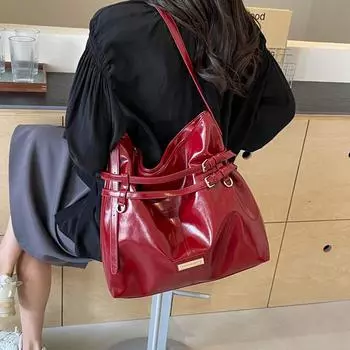 Женская сумка через плечо, однотонная большая сумка