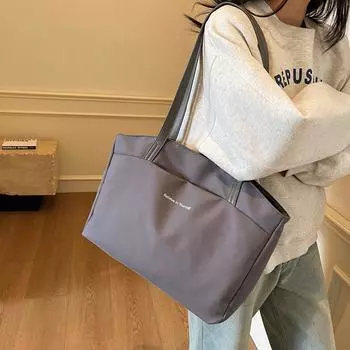 Женская сумка через плечо, однотонная, большая вместимость, деловая сумка для поездок на работу, сумка через подмышку серый