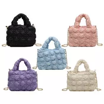 Женская сумка через плечо, однотонная хлопковая пышная сумка на молнии, легкая сумка-хобо синий