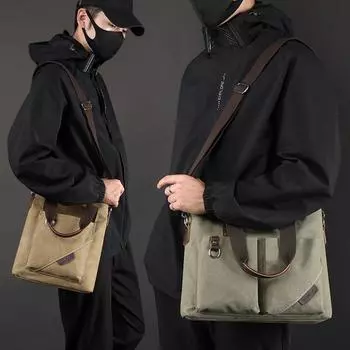 Женская сумка через плечо, однотонная мужская парусиновая сумка на плечо, большая вместительная сумка для подмышек Style1 чёрный