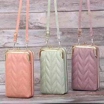 Женская сумка через плечо, однотонный кошелек, многофункциональная мини-сумка для телефона 11x4.5x18cm чёрный