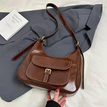 Женская сумка через плечо, осенне-зимняя сумочка для работы, женская сумка большой вместимости через плечо, женская универсальная коричневый