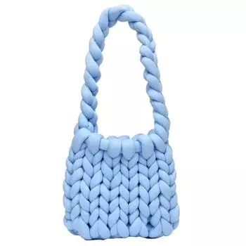 Женская сумка через плечо, открытая вязаная повседневная сумка через плечо, плетеная вручную, мягкая плетеная сумка-мессенджер своими руками для свиданий, походов, клатч, сумка-тоут серый