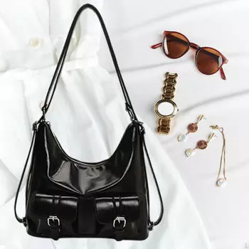 Женская сумка через плечо, повседневный рюкзак для поездок на работу, путешествий, свиданий чёрный