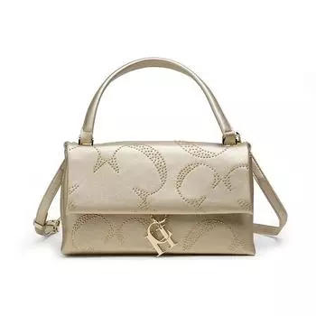 Женская сумка через плечо премиум-дизайна с отделкой из золотых заклепок, женская сумка через плечо из искусственной кожи чистого цвета