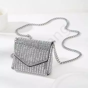 Женская сумка через плечо с блестящей цепочкой, женская мини-сумка через плечо со стразами, маленькая вечерняя сумка-мессенджер с бриллиантами