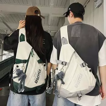 Женская сумка через плечо с буквенным принтом, мужская сумка на плечо большой вместимости, уличная нагрудная сумка с цветными блоками, сумка через плечо красный