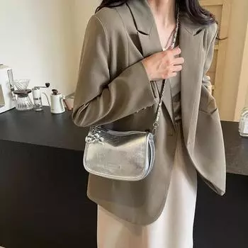 Женская сумка через плечо с цепочкой популярная серебряная сумка на одно плечо маленькая квадратная сумка лето все