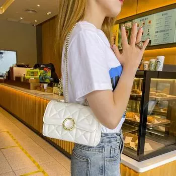 Женская сумка через плечо с цепочкой Сумка-мессенджер через плечо Сумка Xiaoxiangfeng Сумка с вышивкой белый