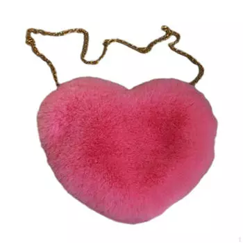 Женская сумка через плечо с цепочкой в форме сердца, плюшевая сумка через плечо, кошельки, элегантный мешочек для