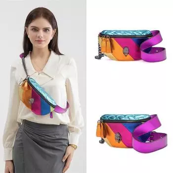 Женская сумка через плечо с цветной цепочкой и рисунком в виде головы орла