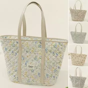 Женская сумка через плечо с цветочным принтом и внешним карманом, большая застежка-молния, складная, вместительная, для свиданий, для шопинга, пляжная сумка D