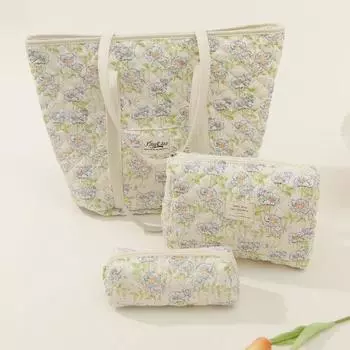 Женская сумка через плечо с цветочным принтом и внешним карманом на молнии, складная, большая