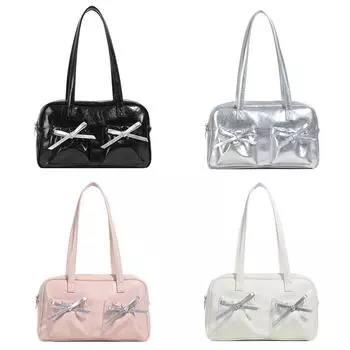 Женская сумка через плечо с галстуком-бабочкой, модная сумка из искусственной кожи, модная для путешествий в отпуск чёрный