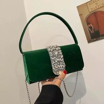 Женская сумка через плечо с инкрустацией бриллиантами, внутренние отделения, сумки высокого качества, модные, однотонные