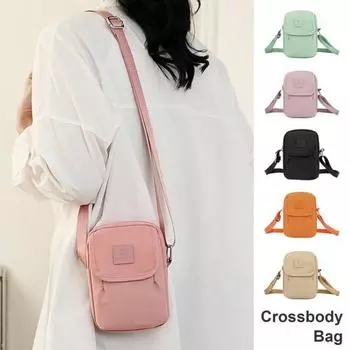 Женская сумка через плечо с карманами-разделителями, застежка-молния, однотонная водоотталкивающая застежка-лента розовый