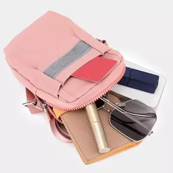 Женская сумка через плечо с карманами-разделителями, застежка-молния, однотонная, водоотталкивающая, застежка-лента, регулируемый ремень, промокающая дорожная мини-сумка для поездок на работу